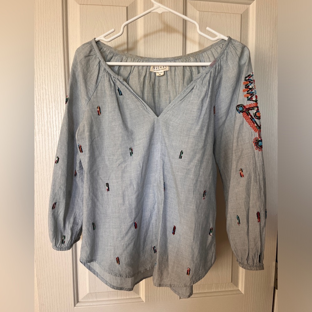 Velvet by graham and Spencer beaded blouse XS